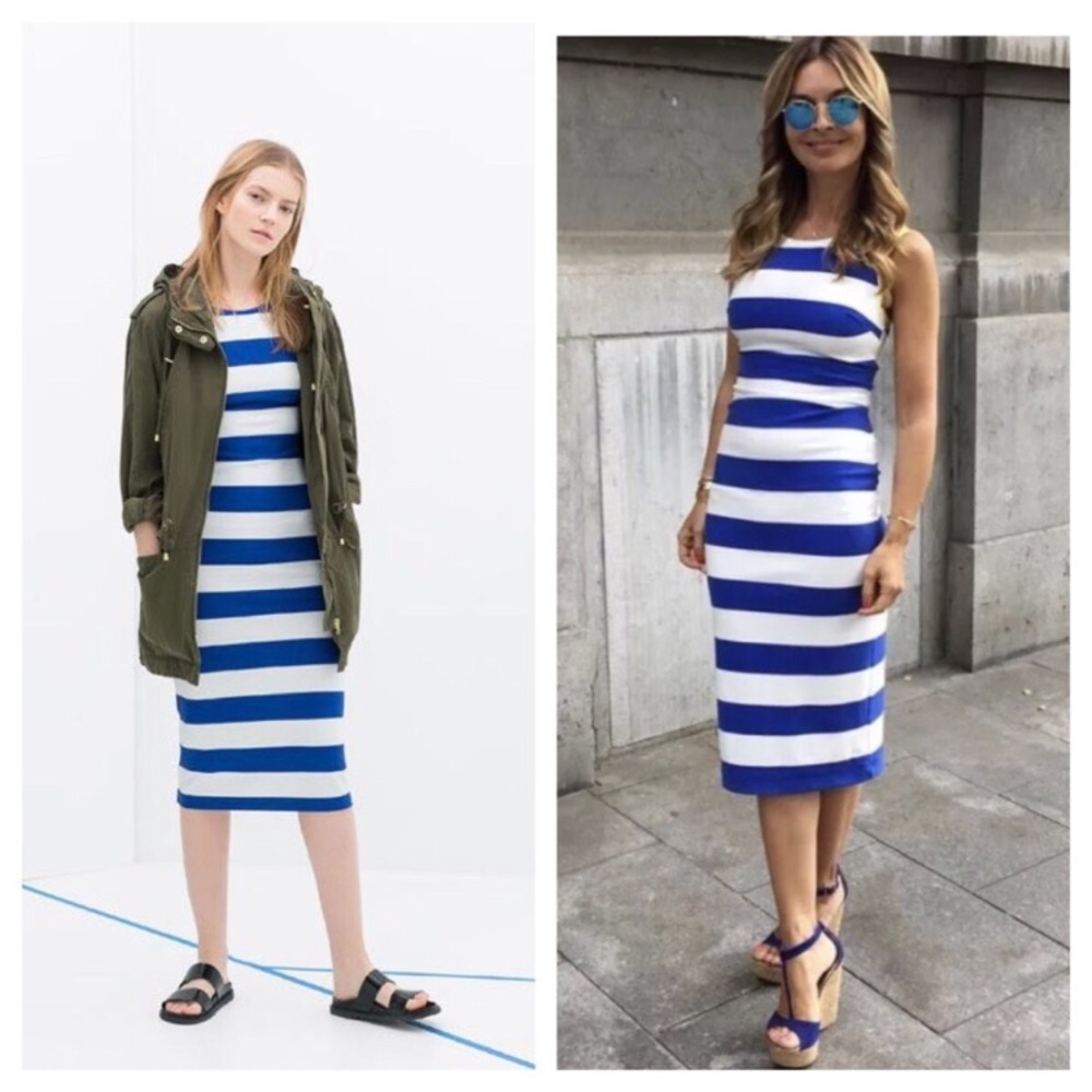 Midi racerback rugby stripe nautical Zara dress
